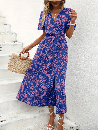 Florezia™ – Robe Longue d’Été à Imprimé Fleuri et Manches Papillon