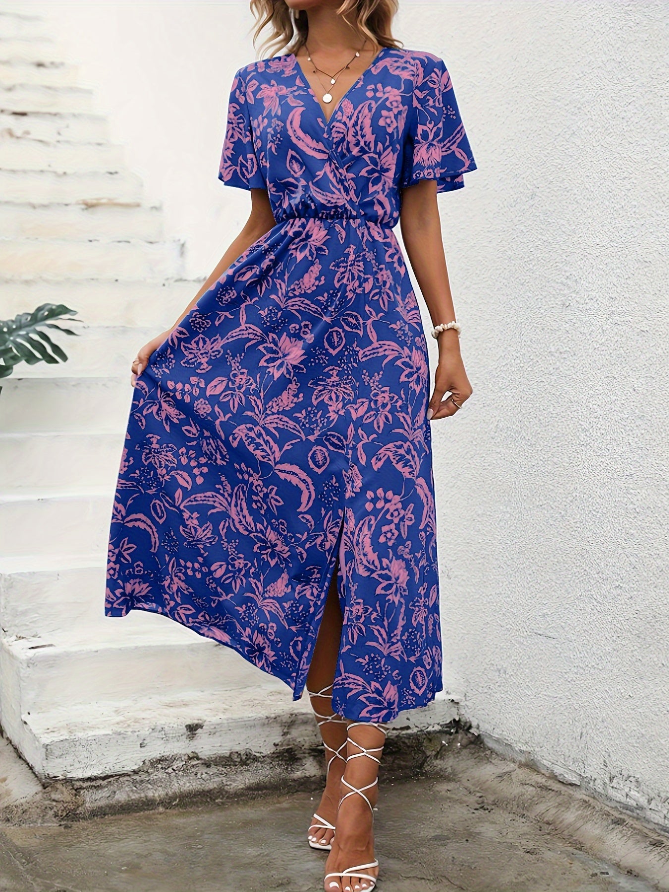Florezia™ – Robe Longue d’Été à Imprimé Fleuri et Manches Papillon