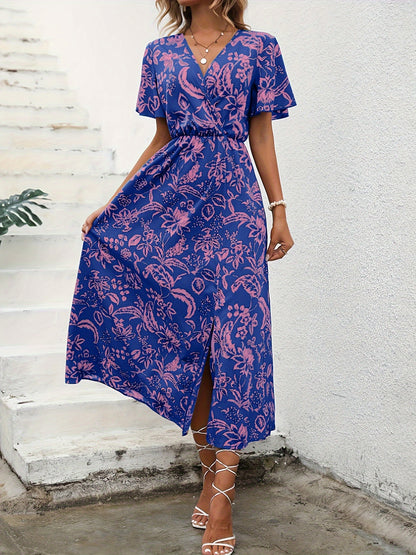 Florezia™ – Robe Longue d’Été à Imprimé Fleuri et Manches Papillon