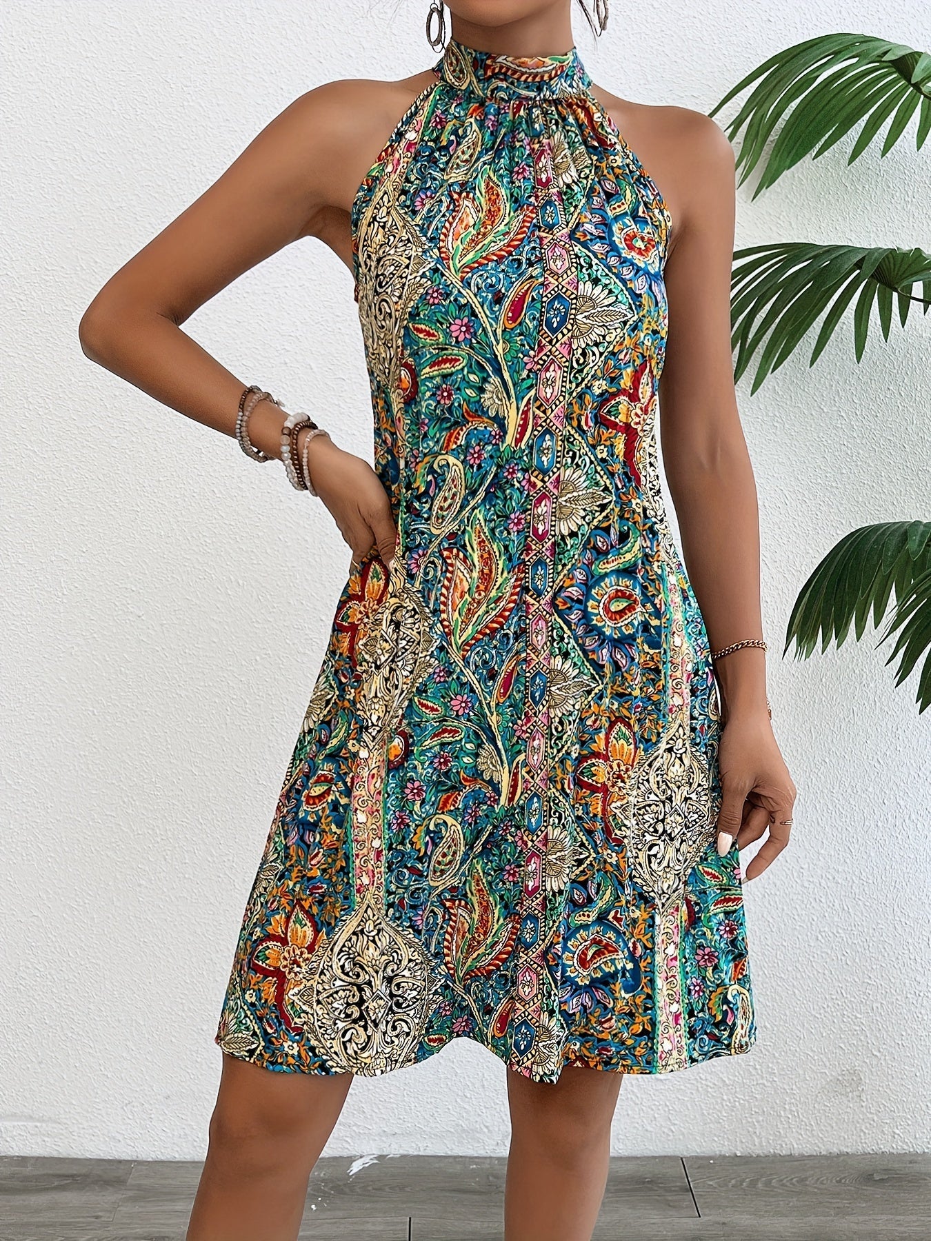 Robe Été Bohème Fleurs Plissée Sans Manches