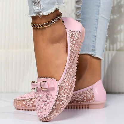 Mocassin Femme Élégant Confortable Fleuri pour Été
