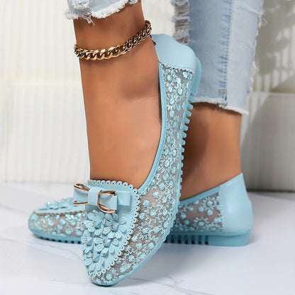 Mocassin Femme Élégant Confortable Fleuri pour Été