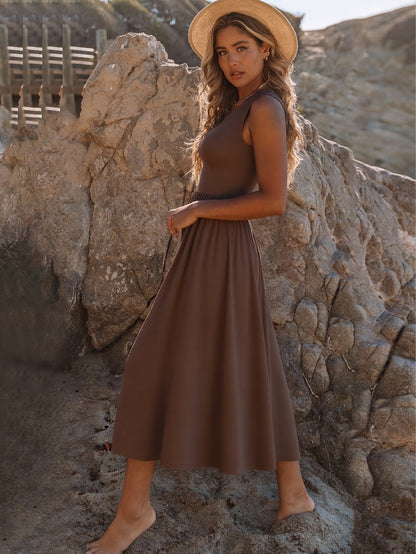Robe Été Longue Femme Col Rond en Dentelle Légère - PanierRoyale