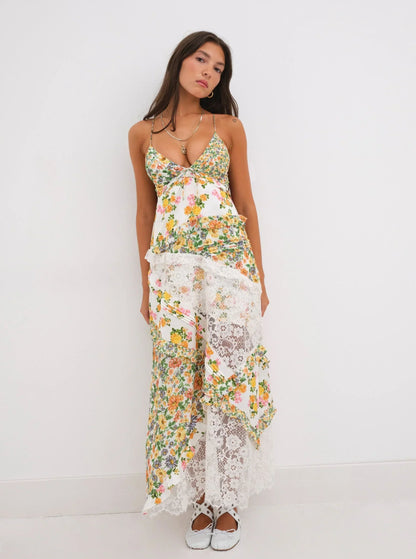 Robe Femme Été en Dentelle avec Bretelles Fines
