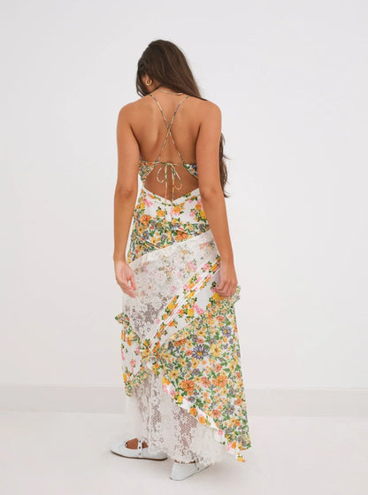 Robe Femme Été en Dentelle avec Bretelles Fines