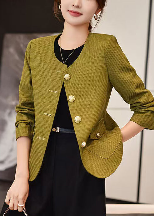 Vestes vert clair décontractées en coton pour femme - EasyApparels