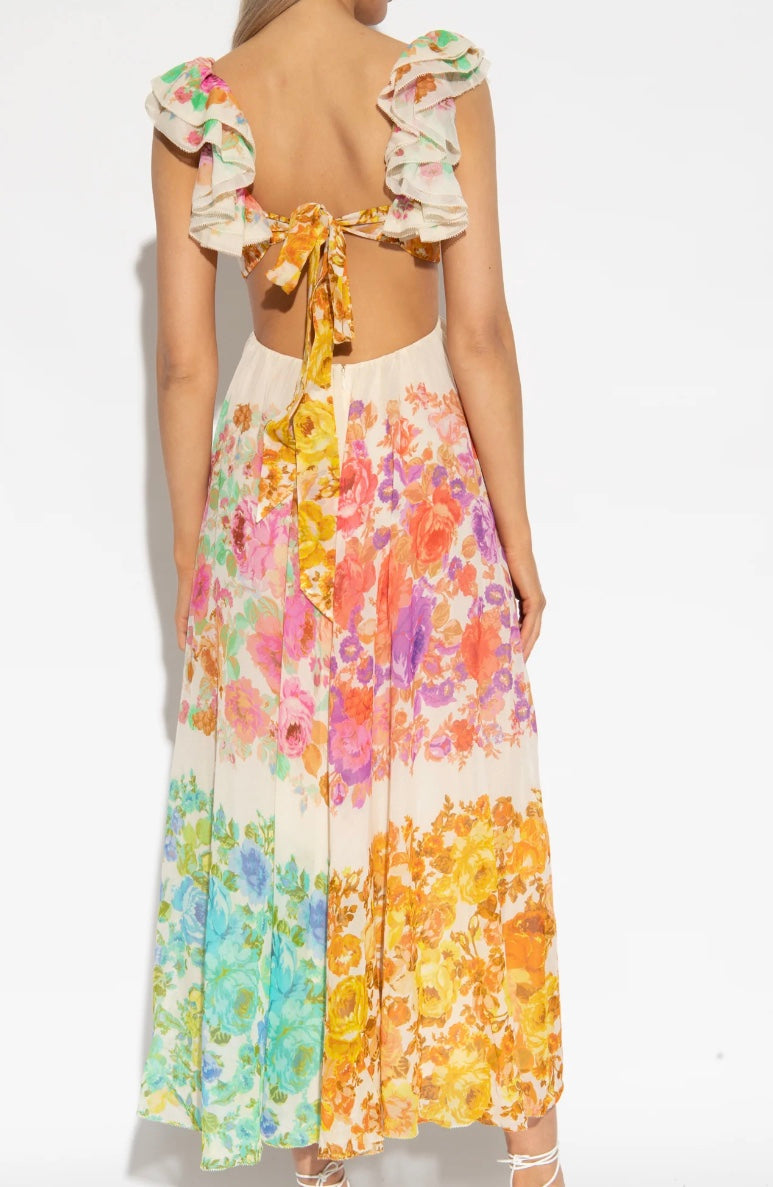 Robe Fleurie Pour Femme, Col en V et Bretelles Volants