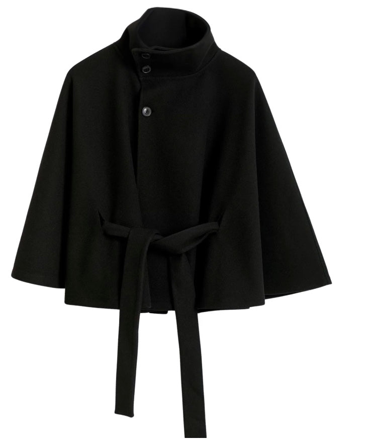 Manteau Femme Laine Douce - Col Montant Élégant avec Ceinture Réglable et Coupe Décontractée