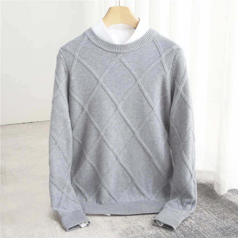 Sweat à Manches Longues Cachemire Doux pour Homme Hiver