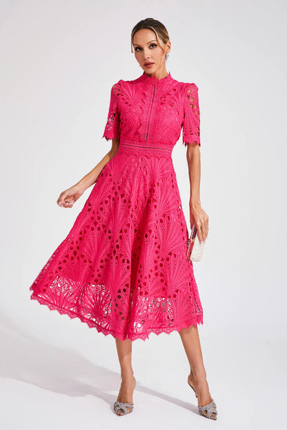 Robe en Dentelle Midi Élégante pour Femme