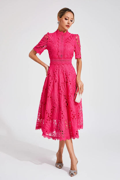 Robe en Dentelle Midi Élégante pour Femme