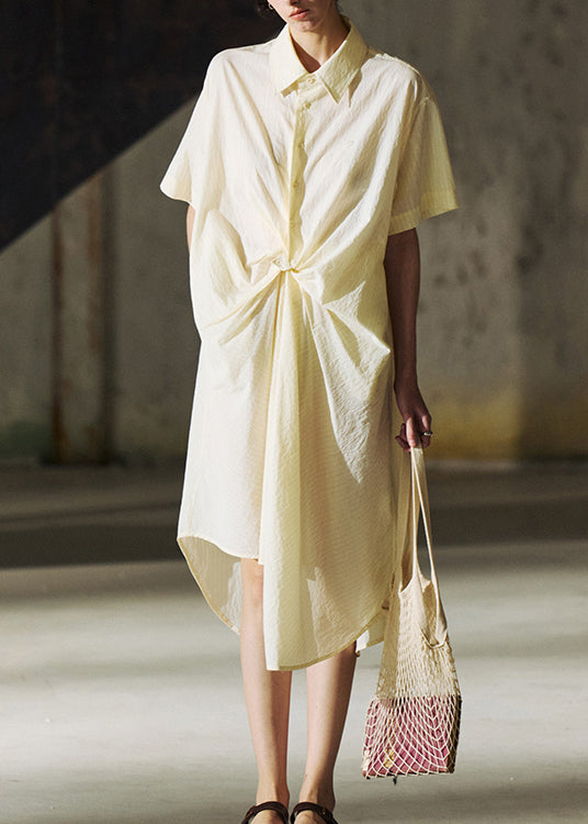 Dresses coton patchwork asymétriques beige pour femme été - EasyApparels