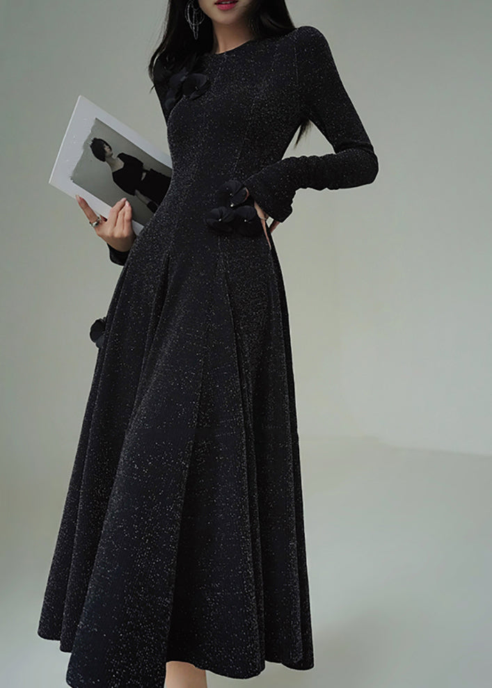 Robes longues élégantes noires françaises pour femmes - EasyApparels