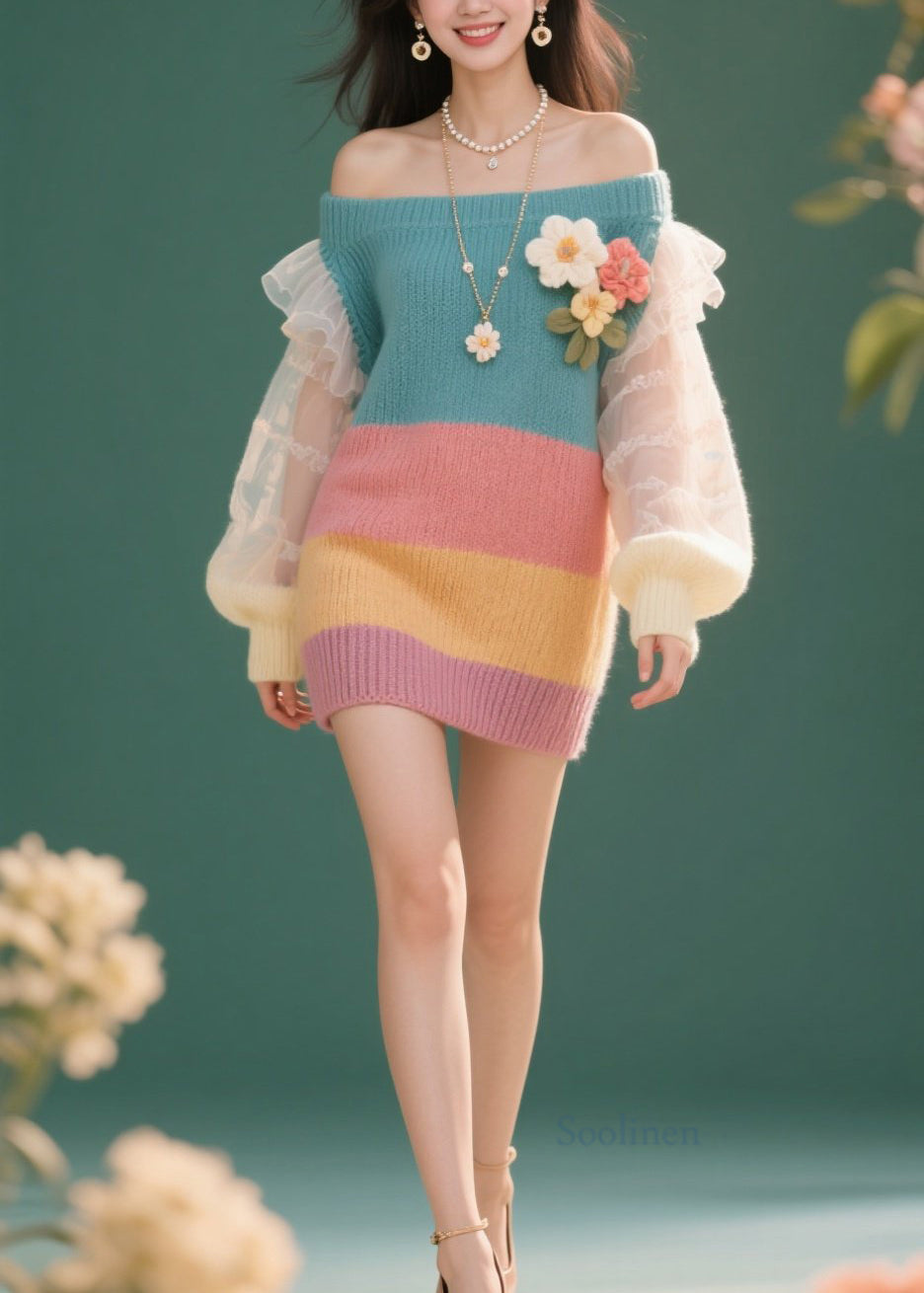 Robe légère imprimée fleurs tulle pour femme automne - EasyApparels