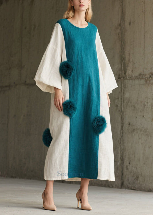 French Colorblock Plush Robe with Bell Sleeves - EasyApparels