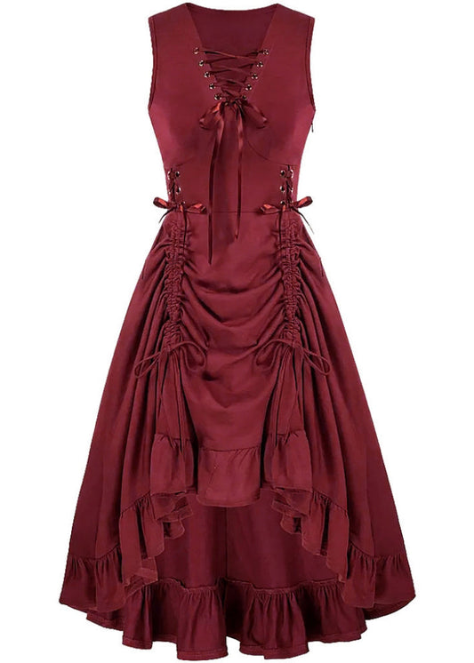 Robe de soirée coton doux sans manches à lacets - EasyApparels