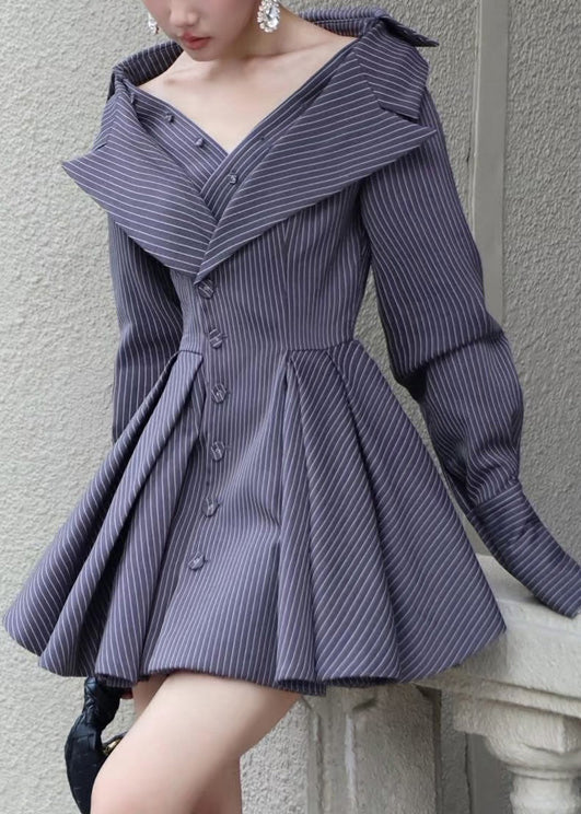 Robes d'automne en coton rayé marine, style authentique français - EasyApparels