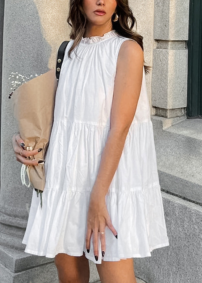 Robe mi-longue en coton brodé blanc avec détails féminins - EasyApparels