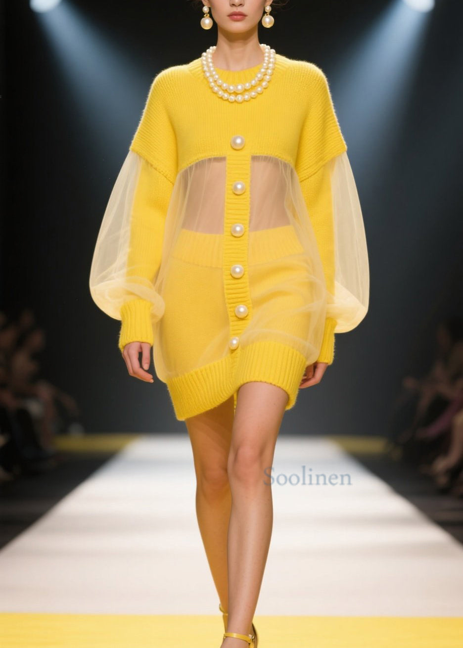 Robe colorée en tulle jaune douce pour femme - EasyApparels
