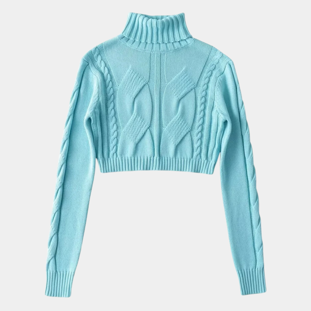 DONNA - Pull Crop Col Roulé Elégant pour Femmes