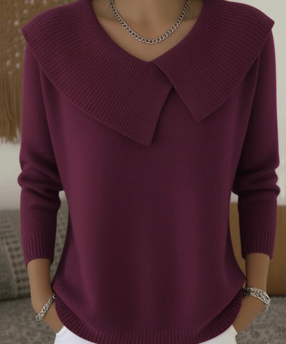 Pull femme rouge col V élégant