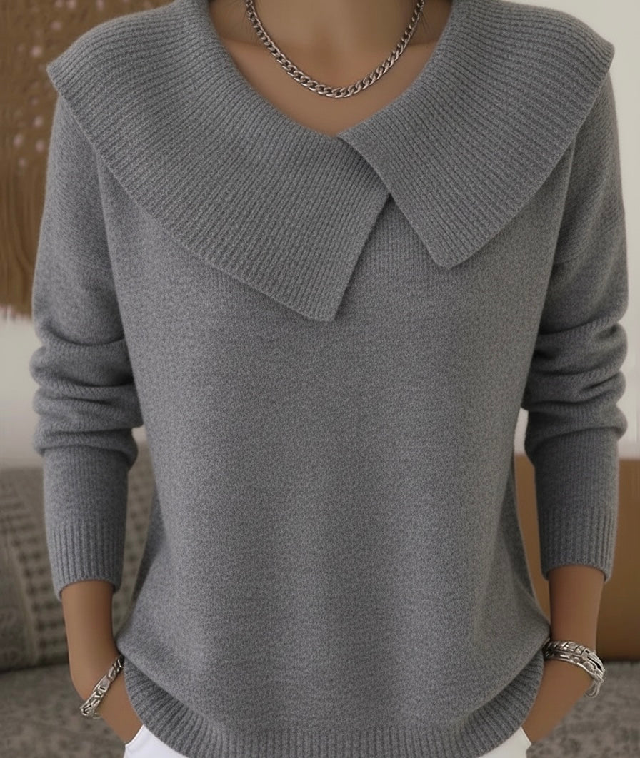Pull femme rouge col V élégant