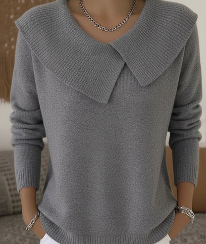 Pull femme rouge col V élégant