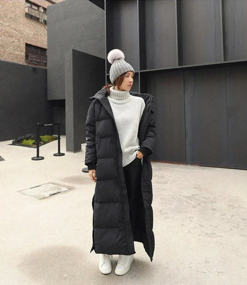 Manteau Femme Long Manches Élégant et Chaud Hiver