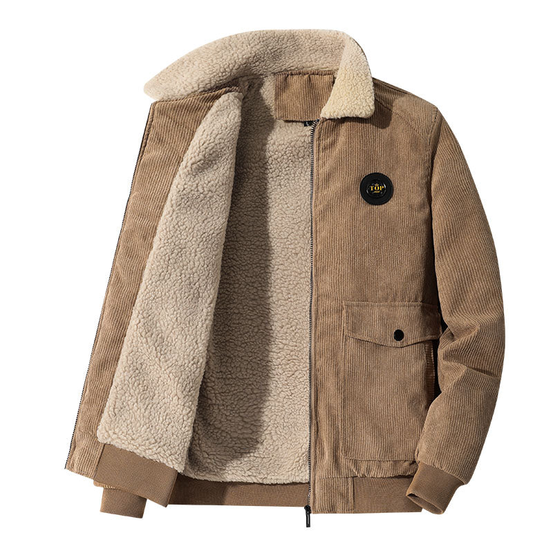 Veste en velours homme hiver chaud et confortable