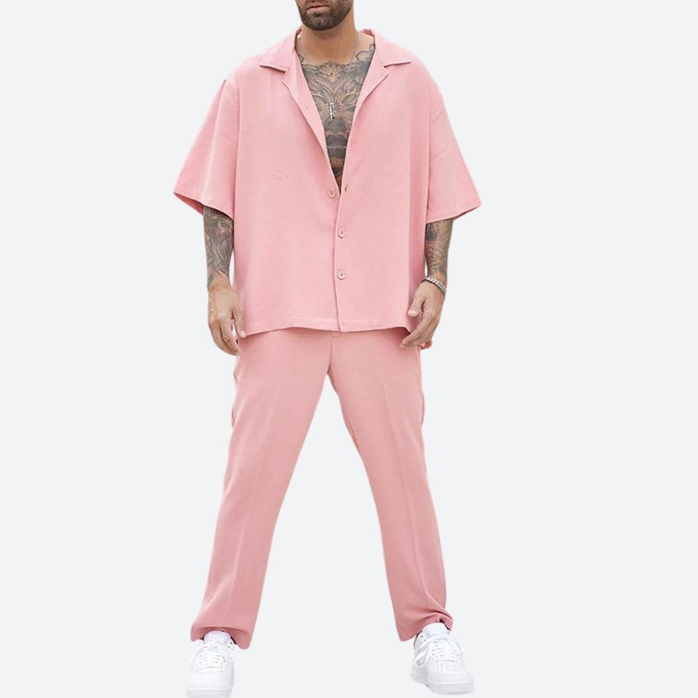 Chemise et Pantalon Homme Pastel Été Court de Manche - PanierRoyale