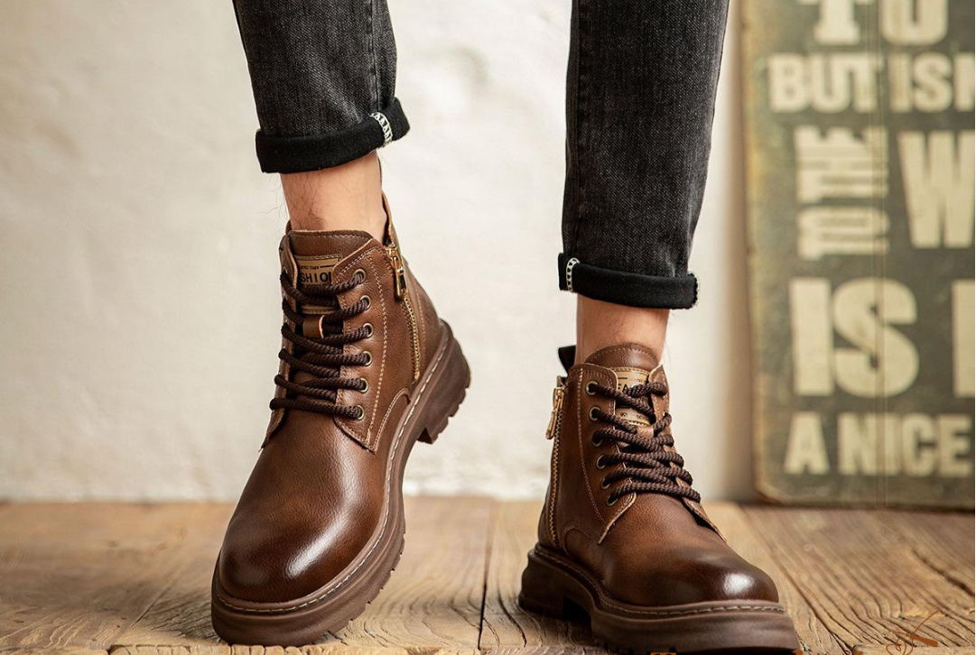 Bottes Homme Haut de Gamme à Lacets et Fermeture Éclair