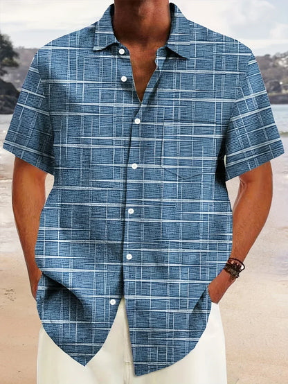 Chemise Homme Manches Courtes Carreaux Décontractée