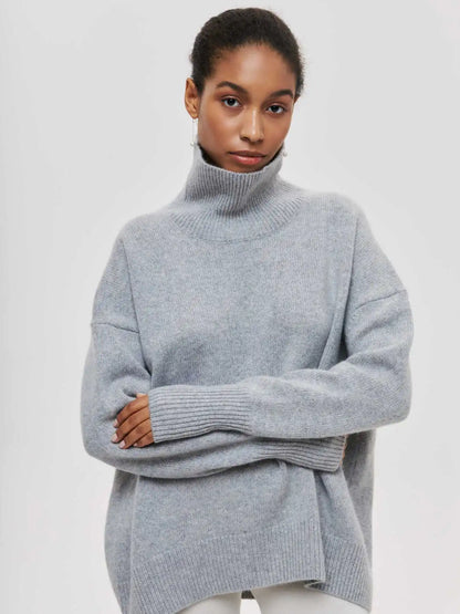 Pull Femme Col Rond en Laine Mérinos Chaud Beige