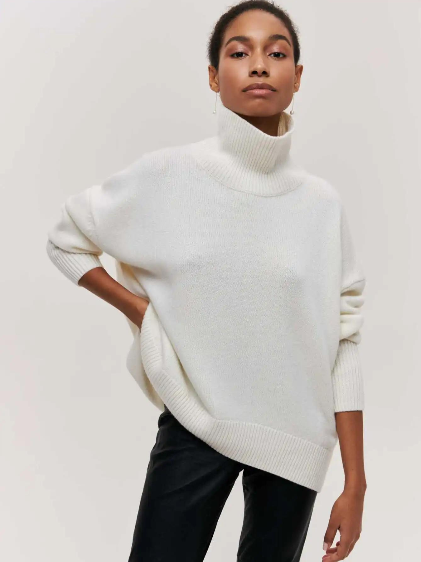 Pull Femme Col Rond en Laine Mérinos Chaud Beige