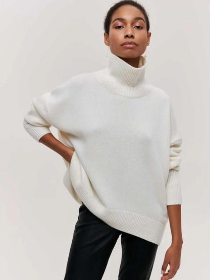 Pull Femme Col Rond en Laine Mérinos Chaud Beige