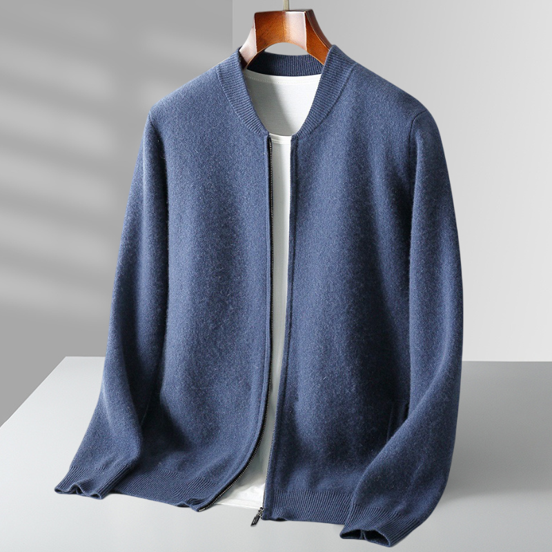 Cardigan Homme Laine Chaud et Élégant avec Fermeture Éclair