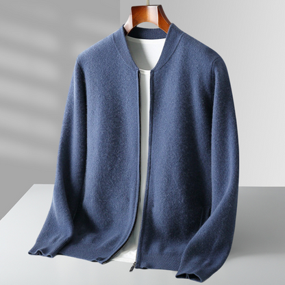 Cardigan Homme Laine Chaud et Élégant avec Fermeture Éclair