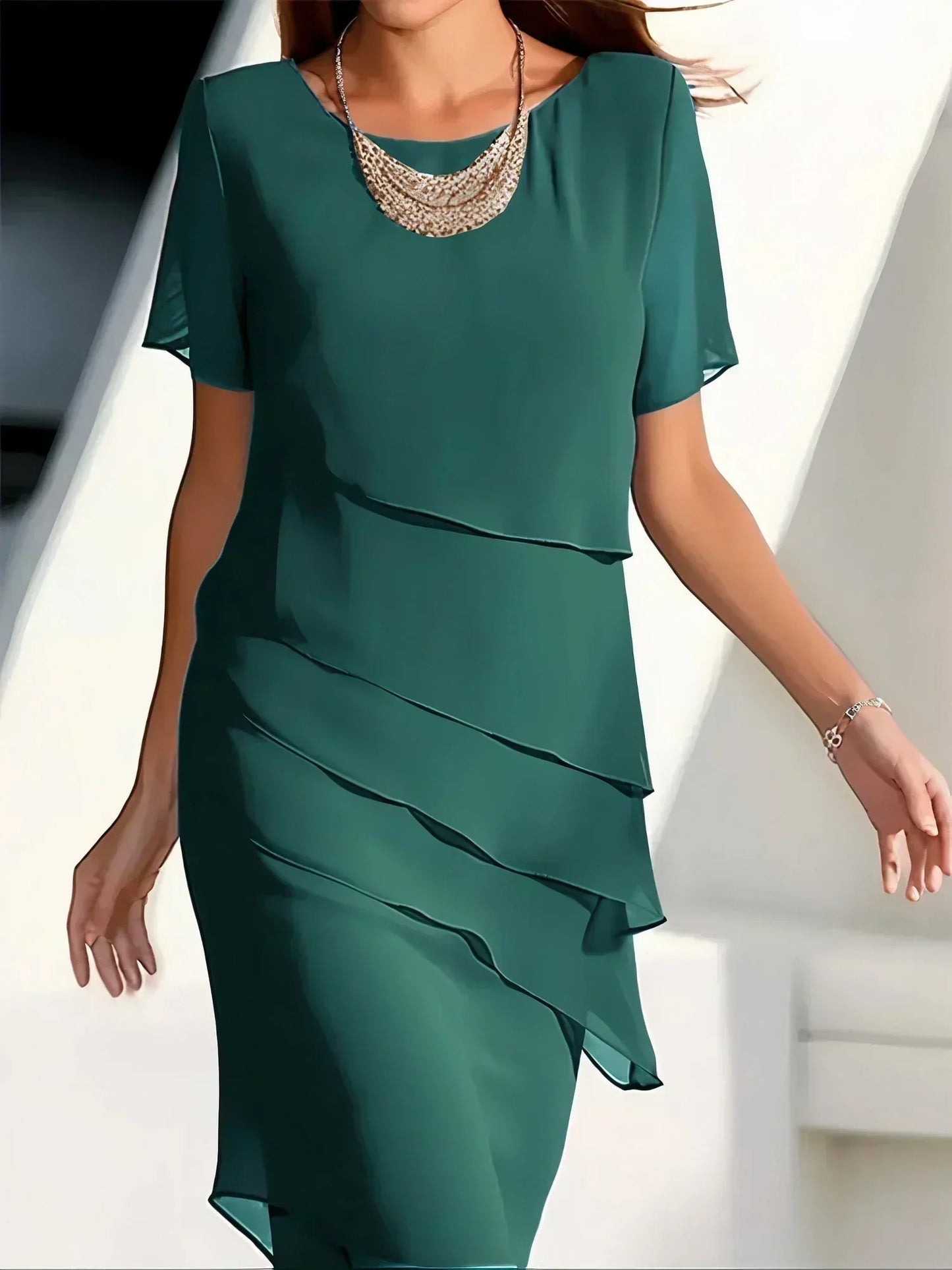 Robe Drapée Femme Tissu Léger Coupe Fluide Manches Longues