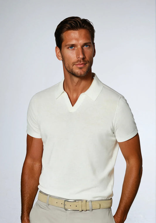 Chemise Polo Homme Classique à Col V - BerlinGlamour