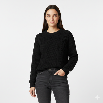 Pull Col Rond Tricot Câble Confortable