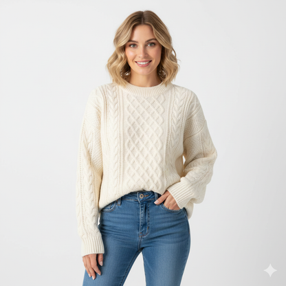 Pull Col Rond Tricot Câble Confortable - PanierRoyale