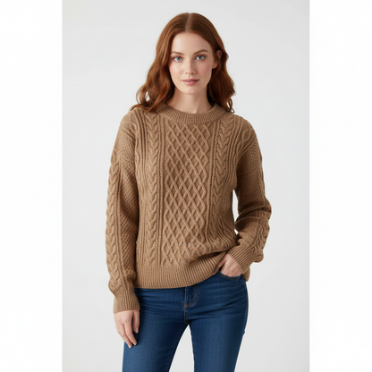 Pull Col Rond Tricot Câble Confortable