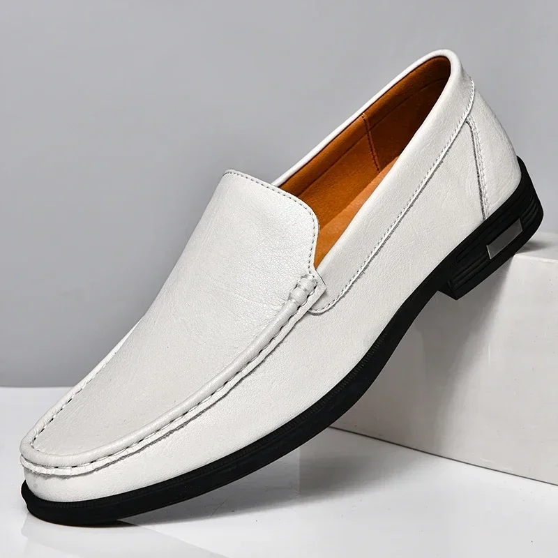 Mocassins Homme Mariage Chic en Cuir Bout Arrondi