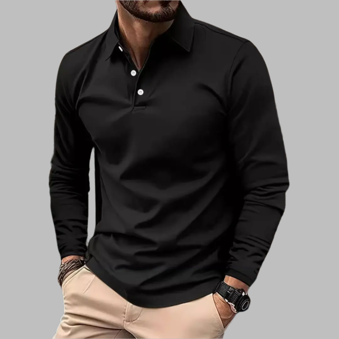 Chemise Polo Homme Manches Longues - Décontractée avec Fermeture Boutons