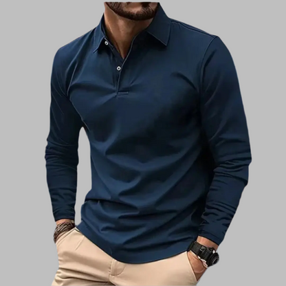 Chemise Polo Homme Manches Longues - Décontractée avec Fermeture Boutons