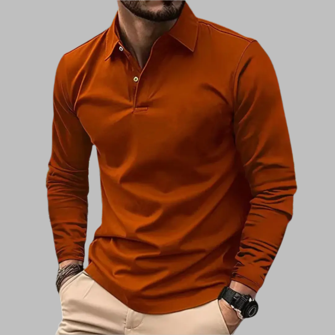 Chemise Polo Homme Manches Longues - Décontractée avec Fermeture Boutons