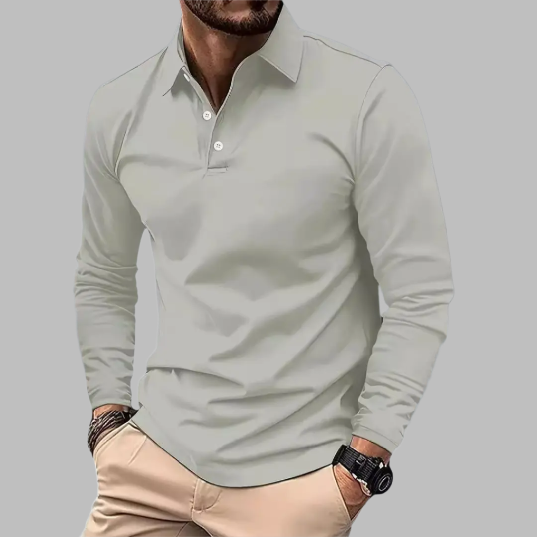 Chemise Polo Homme Manches Longues - Décontractée avec Fermeture Boutons