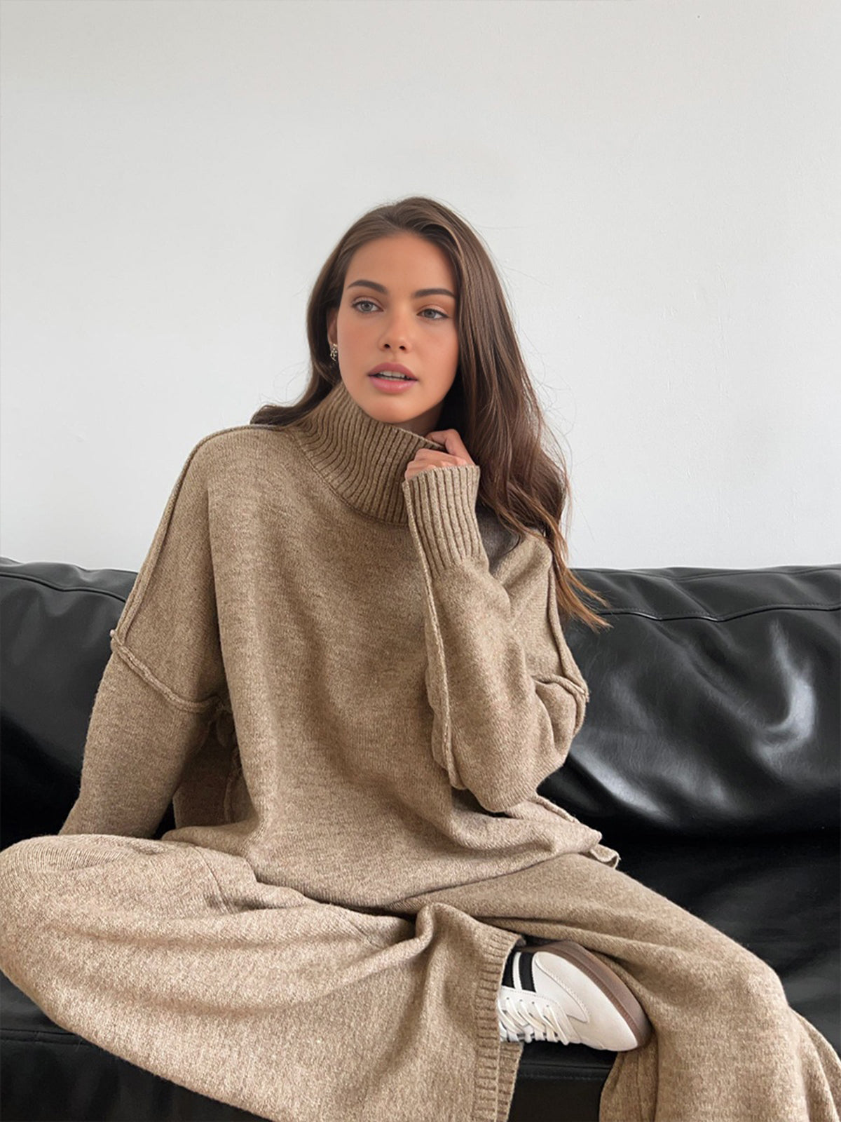 Ensemble Détente Femme en Molleton - Tenue Confortable avec Col Roulé et Pantalon Doux - PanierRoyale