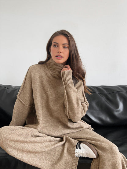 Ensemble Détente Femme en Molleton - Tenue Confortable avec Col Roulé et Pantalon Doux - PanierRoyale