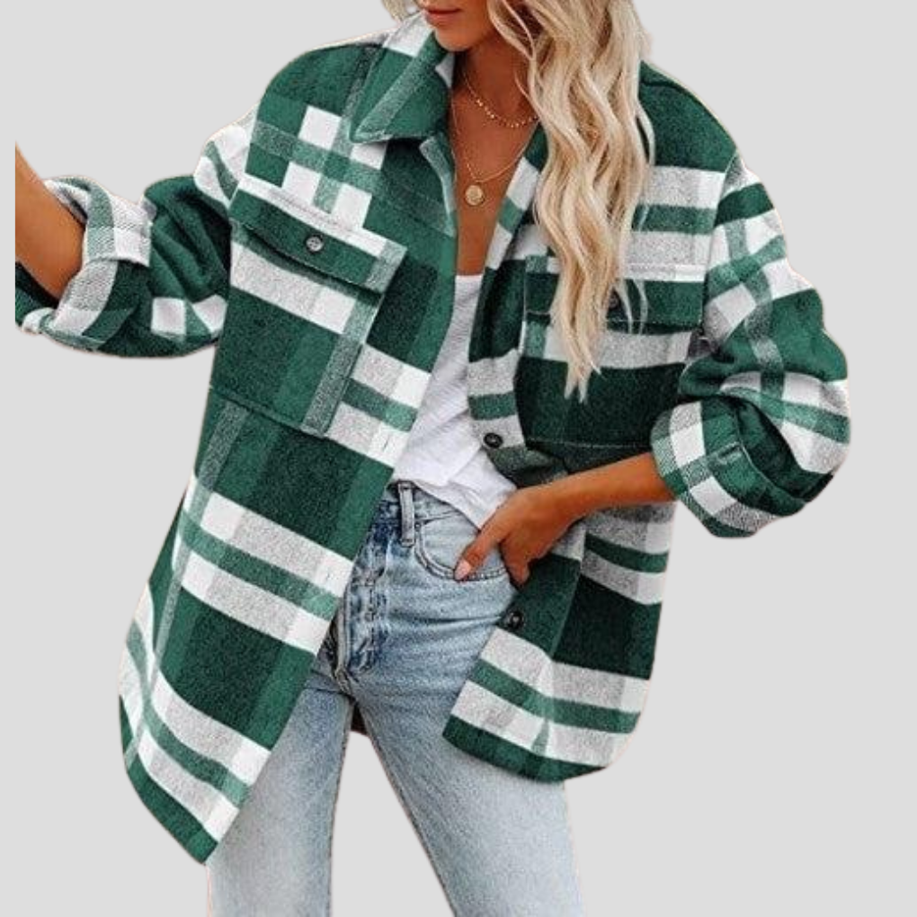 Veste en Flanelle Carreau Élégante avec Ceinture Ajutable